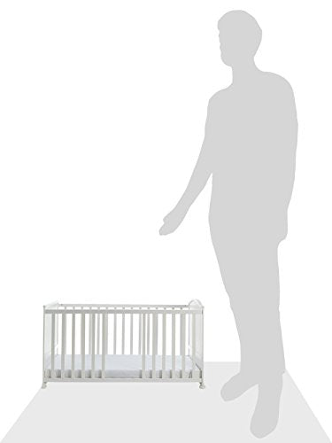 roba Babybett Set Little Stars - 70 x 140 cm - Kinderbett mitwachsend / umbaubar + komplette Textilien im Sterne Design - Höhenverstellbar - Holz weiß