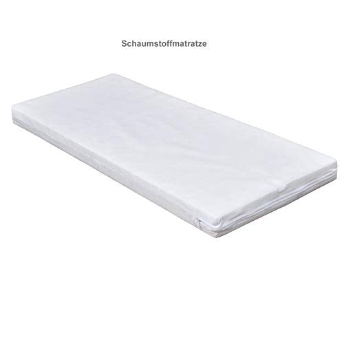 Generisch Baby Delux Babybett Komplett Set 9-TLG Kinderbett umbaubar zum Juniorbett 70x140 Matratze Jack Bettset Chiffonhimmel (Teddy Mond rosa)