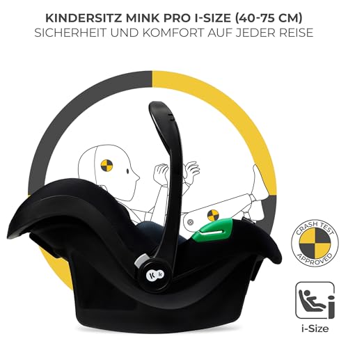 Kinderkraft MOOV2 AIR Kinderwagen 3 in 1 Kinderwagenset bis 26 kg mit Kindersitz I-SIZE 40-75 cm, Buggy Funktion, Liegeposition verstellbar, Große ausziehbare Verdeck, Aufblasbare Räder, Grau