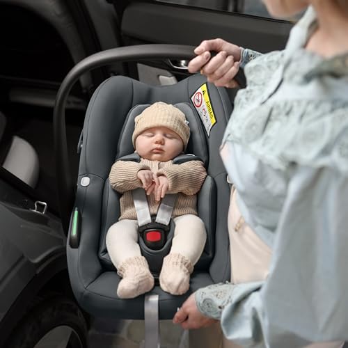 Maxi-Cosi Pebble i-Size, Babyschale, 0–15 Monate, 0–13 kg, 40–83 cm, leichter i-Size Kindersitz, Click&Go-Installation, G-CELL Seitenaufprallschutz, Sitzverkleinerer, Tonal Black