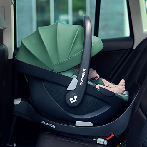 Maxi-Cosi Pebble 360 i-Size Babyschale Drehbar, Neugeborenen Autositz 360 Grad, 0–15 Monate (40–83 cm), Drehung mit einer, ClimaFlow, Easy-In-Gurt, G-CELL Seitenaufprallschutz, Essential Black