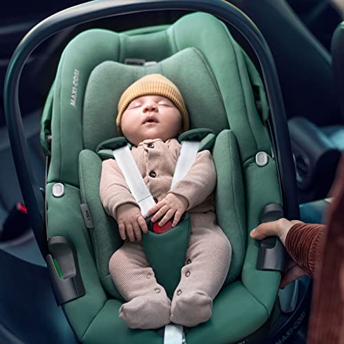 Maxi-Cosi Pebble 360 i-Size Babyschale Drehbar, Neugeborenen Autositz 360 Grad, 0–15 Monate (40–83 cm), Drehung mit einer, ClimaFlow, Easy-In-Gurt, G-CELL Seitenaufprallschutz, Essential Black