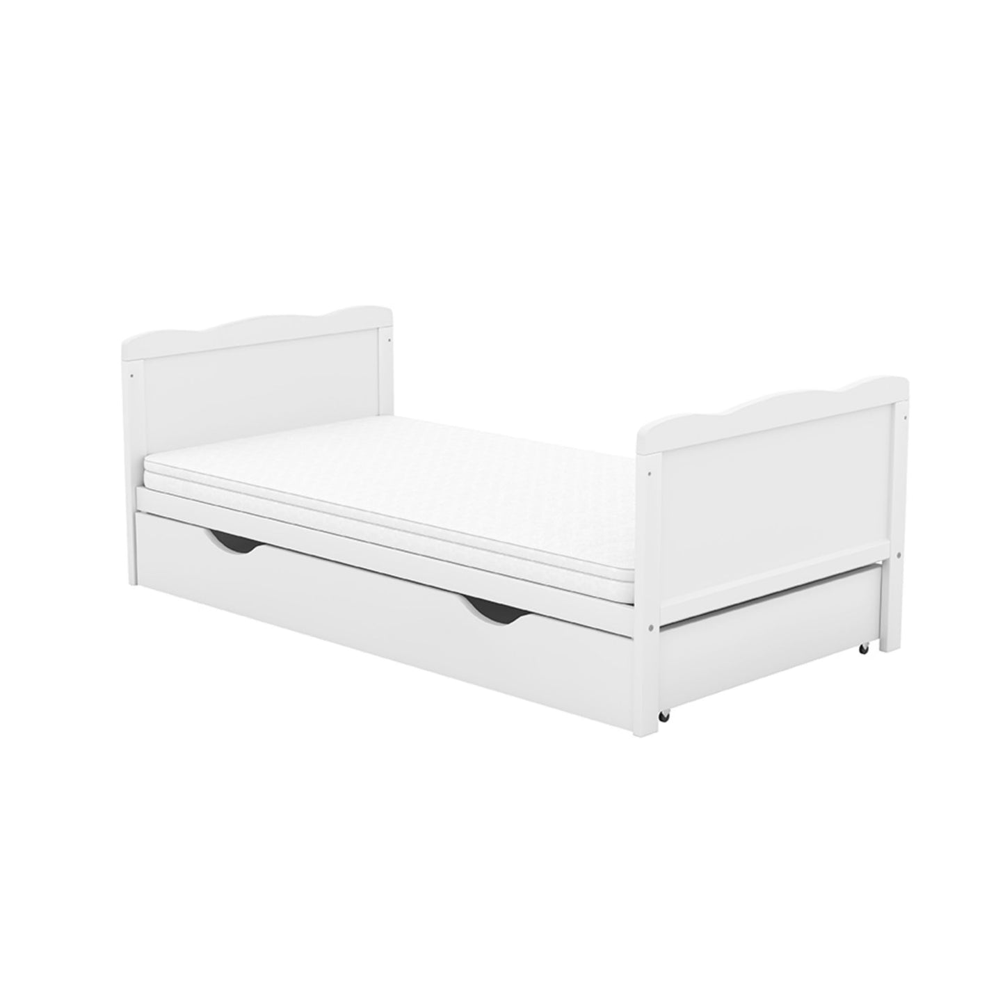 Baby Delux Babybett Kinderbett Juniorbett Jack 70x140 Weiß umbaubar mit Schublade Matratze und Beißschienen