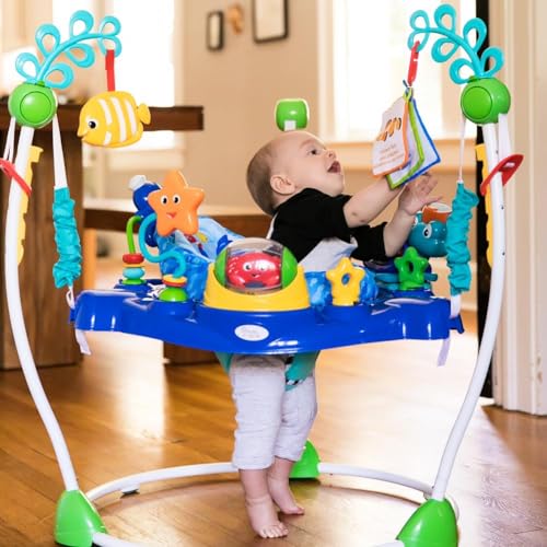 Baby Einstein, Neptune's Ocean Discovery Spring- und Spielcenter mit abnehmbare Spielzeuge, 360° drehba Hopser, Höhenverstellbar, Spricht 3 Sprachen, Babyspielzeug ab 6 Monaten