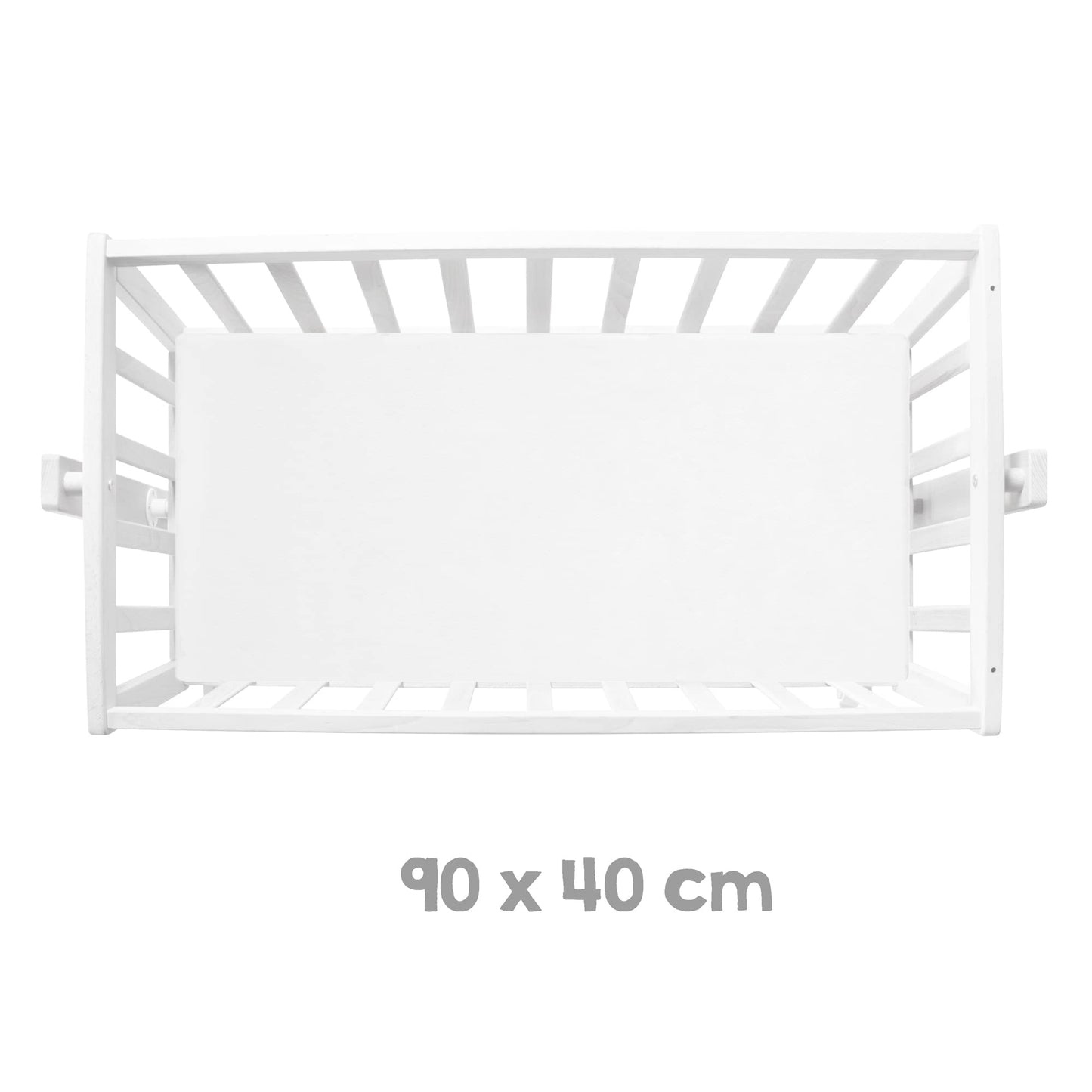 roba Babywiege 40 x 90 cm Adam & Eule - Stubenwagen & Wiege mit Rollen - Bett Set komplett mit Feststellfunktion - Inkl. textiler Ausstattung - Holz weiß