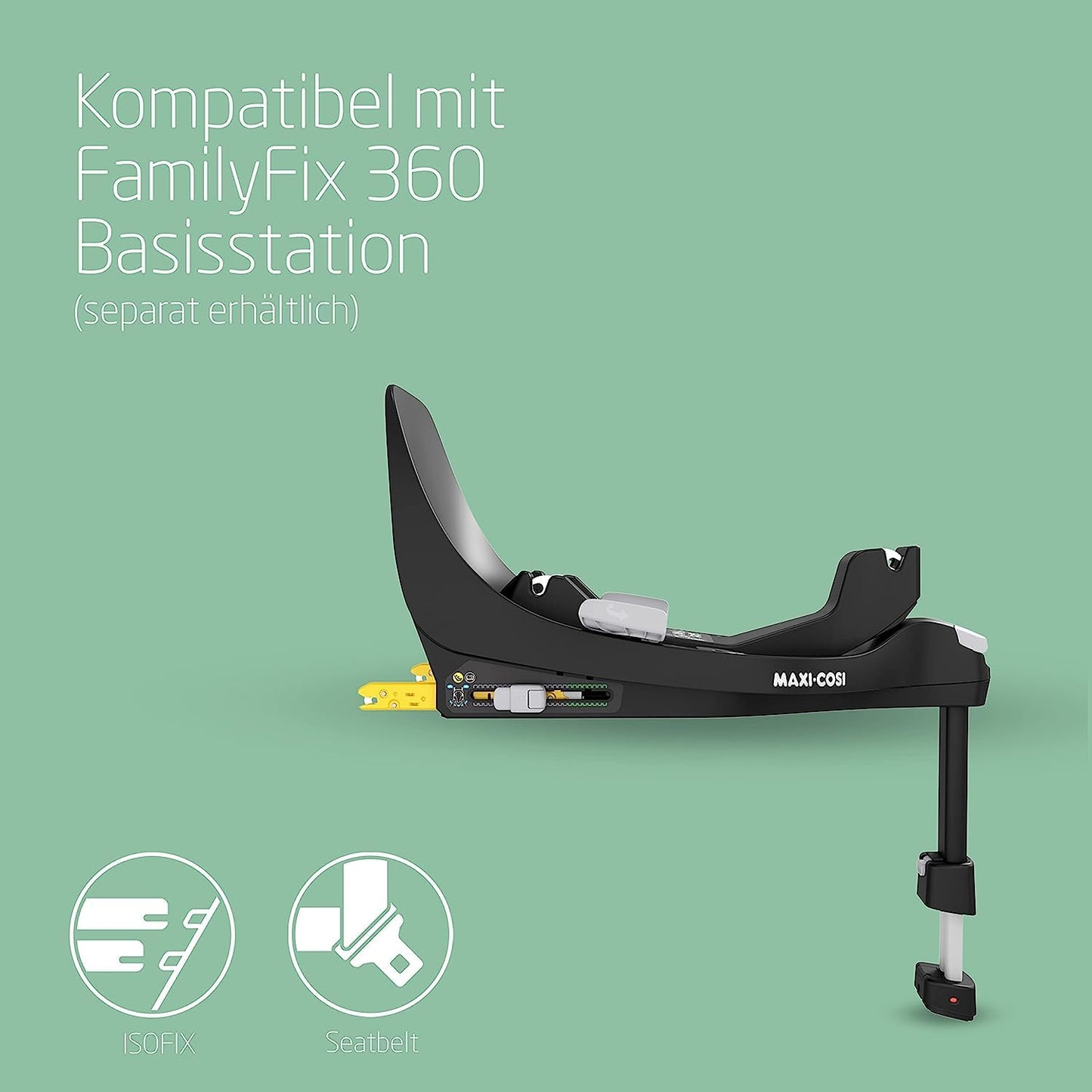 Maxi-Cosi Pebble 360 i-Size Babyschale Drehbar, Neugeborenen Autositz 360 Grad, 0–15 Monate (40–83 cm), Drehung mit einer, ClimaFlow, Easy-In-Gurt, G-CELL Seitenaufprallschutz, Essential Black