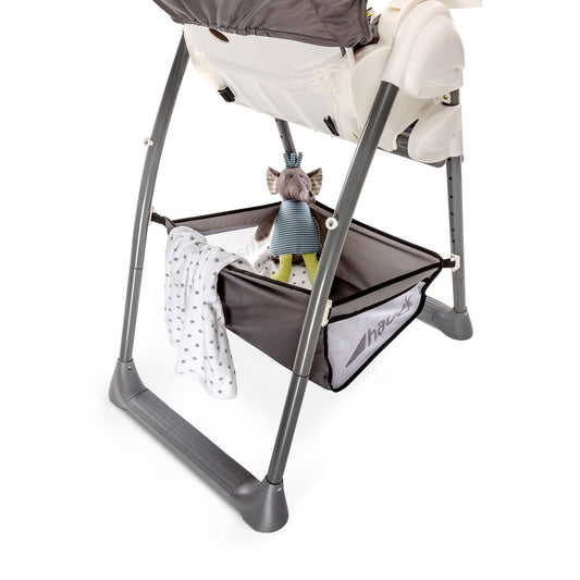 hauck Hochstuhl mit Babyliege Sit N Relax 2in1 ab Geburt bis 15 kg, Höhenverstellbarem Gestell mit Rollen, XL Korb, Essbrett, Klappbar, Verstellbar, Spielebogen (Wild Panda)