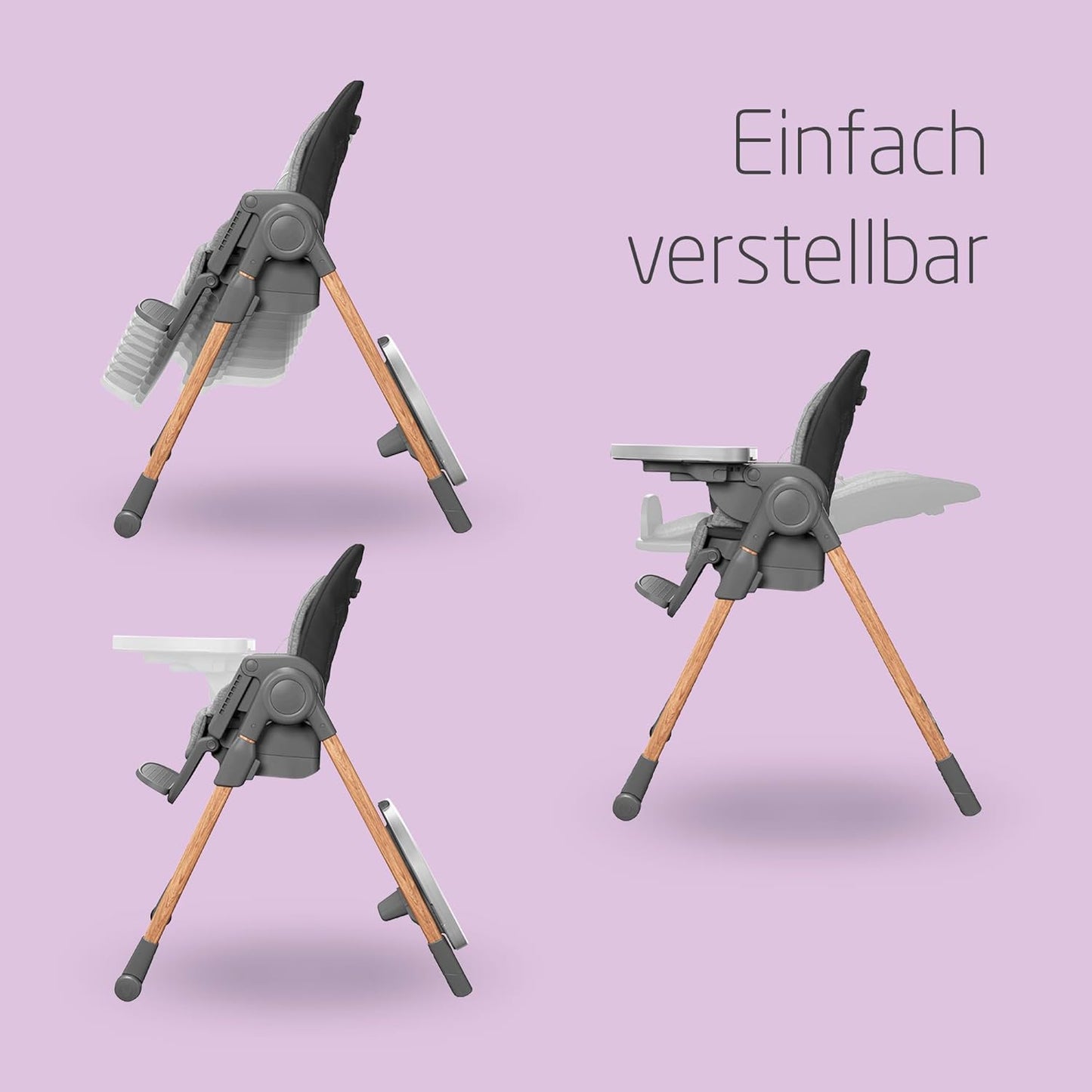 Maxi-Cosi Minla Kinderhochstuhl Mitwachsend, 0–14 Jahre, bis zu 60 kg, Hochstuhl Baby, 9 Höhenstufen, 5 Neigungspositionen, 4 Tablettpositionen, kompakt faltbar, Essential Graphite
