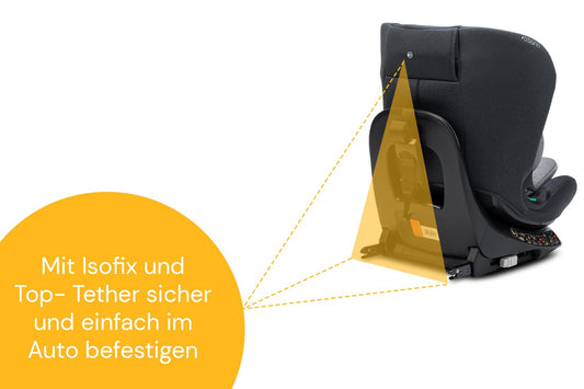 Osann Floyd360 Kindersitz 360°drehbar von 40-150 cm, Reboarder mit Isofix und Top-Tether an der Basis, mitwachsend, bequem & sicher - Dark Grey Melange