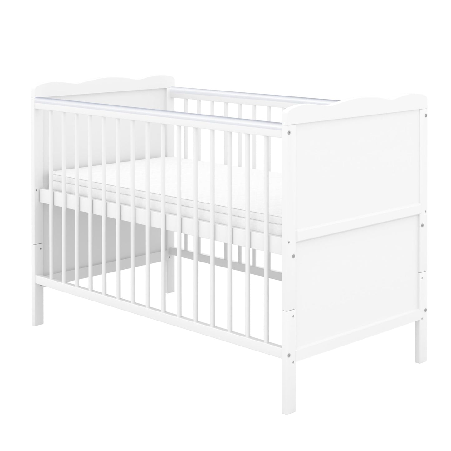 Baby Delux Babybett 70x140 cm weiß Kinderbett umbaubar zum Juniorbett mit Beißschienen Jack Kiefer Massivholz