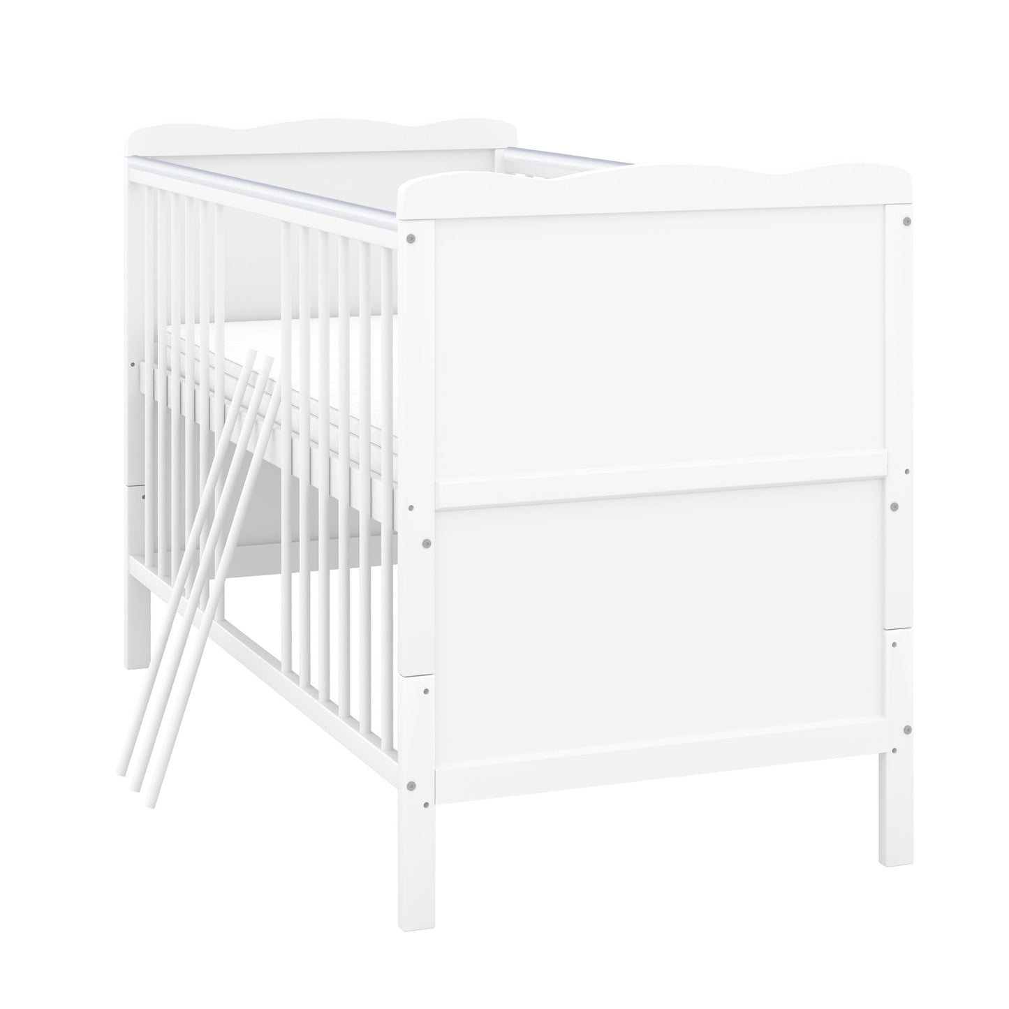Baby Delux Babybett Kinderbett Juniorbett Jack 70x140 Weiß umbaubar mit Schublade Matratze und Beißschienen