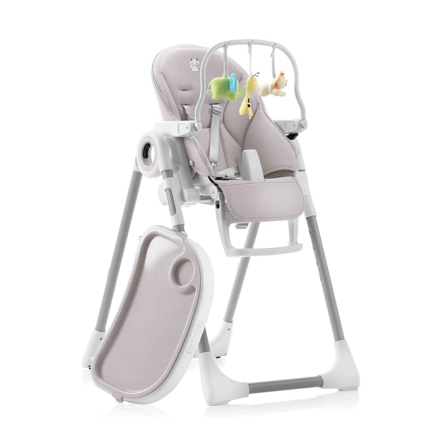 Sweety Fox Hochstuhl Baby mit Liegefunktion - Verstehllbar und Klappbar, Kinderstuhl mit Sicherheitsgurt - Mitwachsender Kinderhochstuhl 6 Monaten bis 3 Jahren, max. 15 kg - Grau