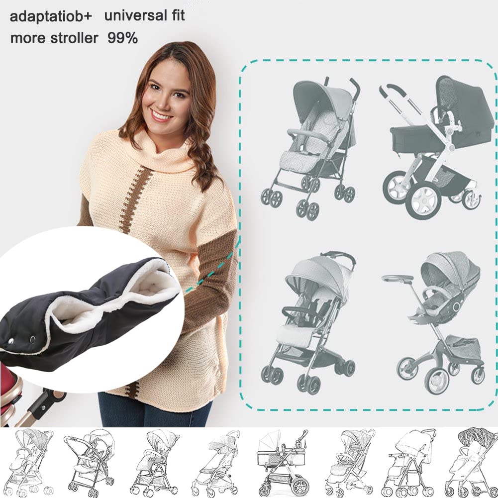 DIAOPROTECT Handwärmer Kinderwagen, Winddichte Kinderwagen Handwärmer mit Fleece-Design, Universal Atmungsaktive Handschuhe Kinderwagen, Wasserdichter Handmuff für Kinderwagen, Buggys, Fahrradanhänger