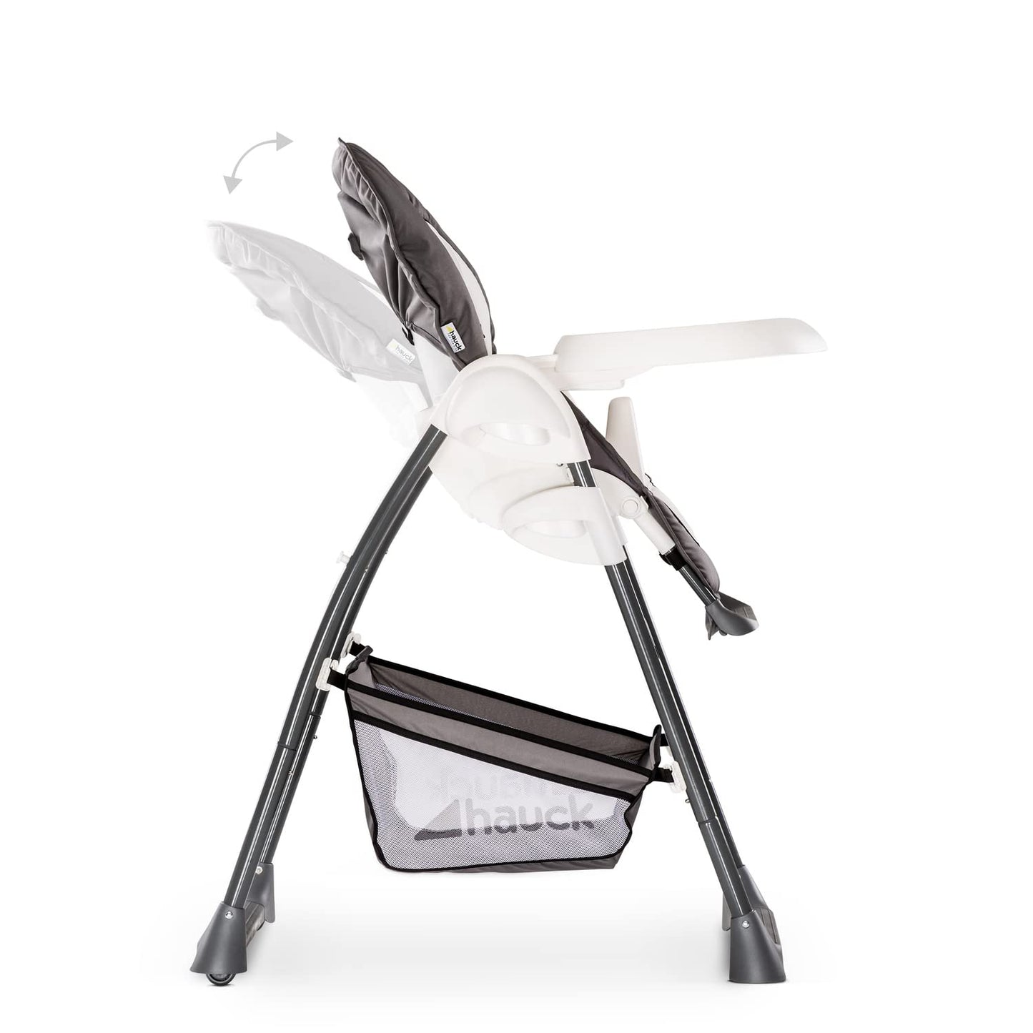hauck Hochstuhl mit Babyliege Sit N Relax 2in1 ab Geburt bis 15 kg, Höhenverstellbarem Gestell mit Rollen, XL Korb, Essbrett, Klappbar, Verstellbar, Spielebogen (Wild Panda)