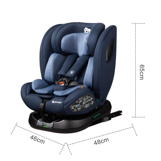 globalkids kindersitz 360 Drehbar isofix, i-Size 40-150cm(0-36kg) Reboarder Baby Autositz, ab Geburt -12 Jahre,Blau,ECE R129