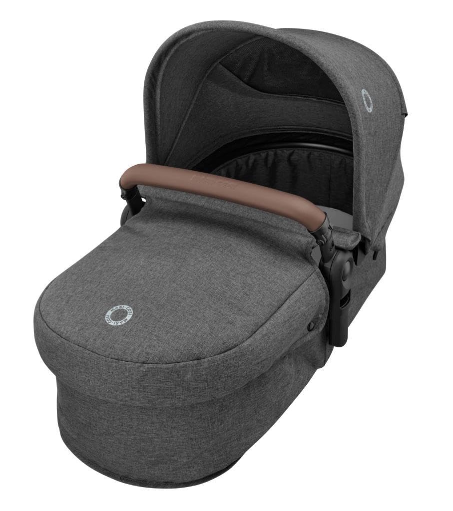 Maxi-Cosi Zelia S Trio Kinderwagen 3in1 Komplettset, 0-4 Jahre, bis 22kg, Zusammenklappbar, Kompakt, Verstellbarer Baby Kinderwagen, mit CabrioFix S i-Size Babyschale, Zubehör, Wickeltasche, Dark Grey