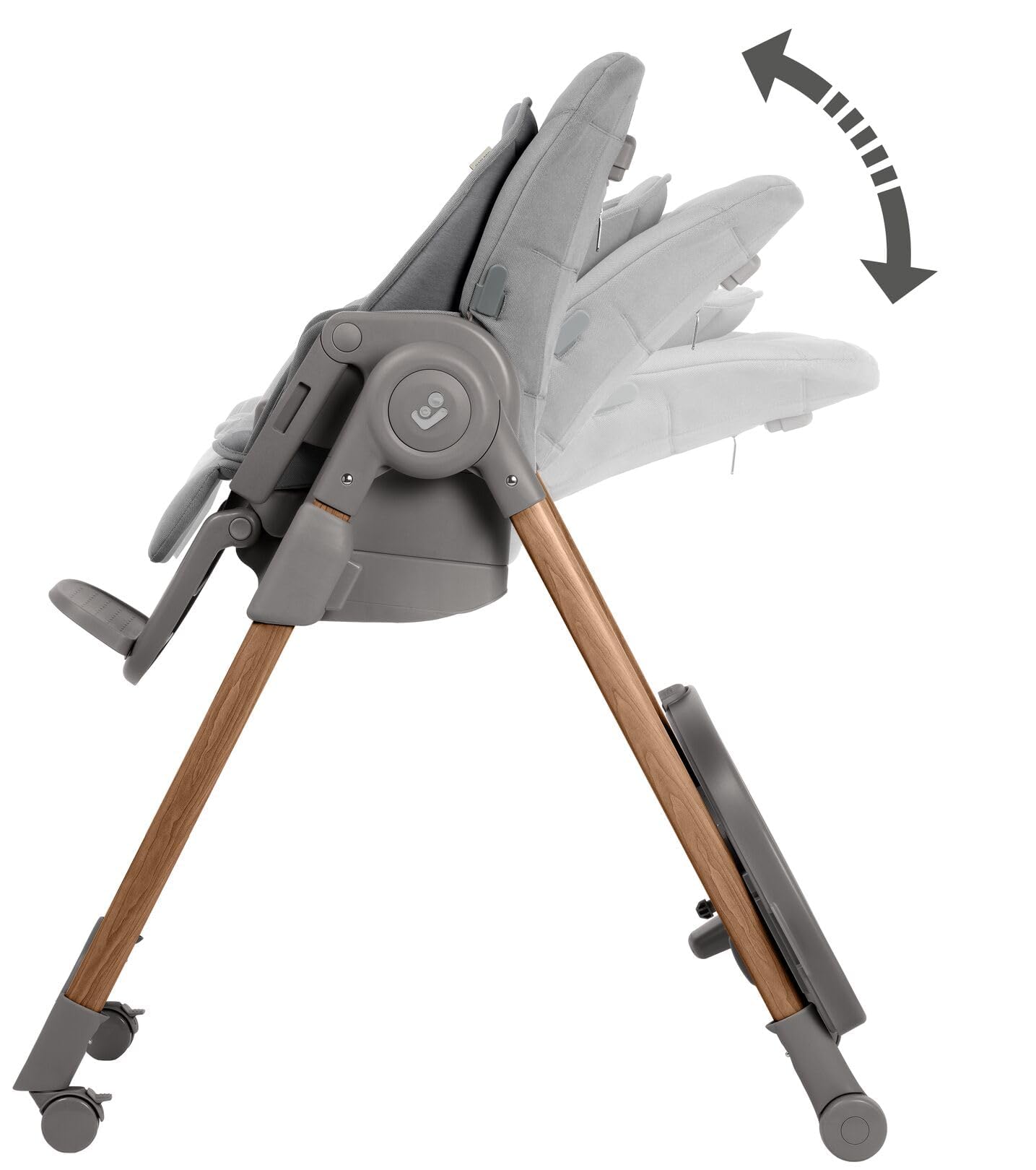 Maxi-Cosi Minla Plus Kinderhochstuhl Mitwachsend, 0–14 Jahre, 0–60 kg, Hochstuhl Baby, einer Hand drehbaren Tabletts, 4 Rädern, 9 Höhenstufen, 5 Neigungspositionen, kompakt faltbar, Elegance Graphite