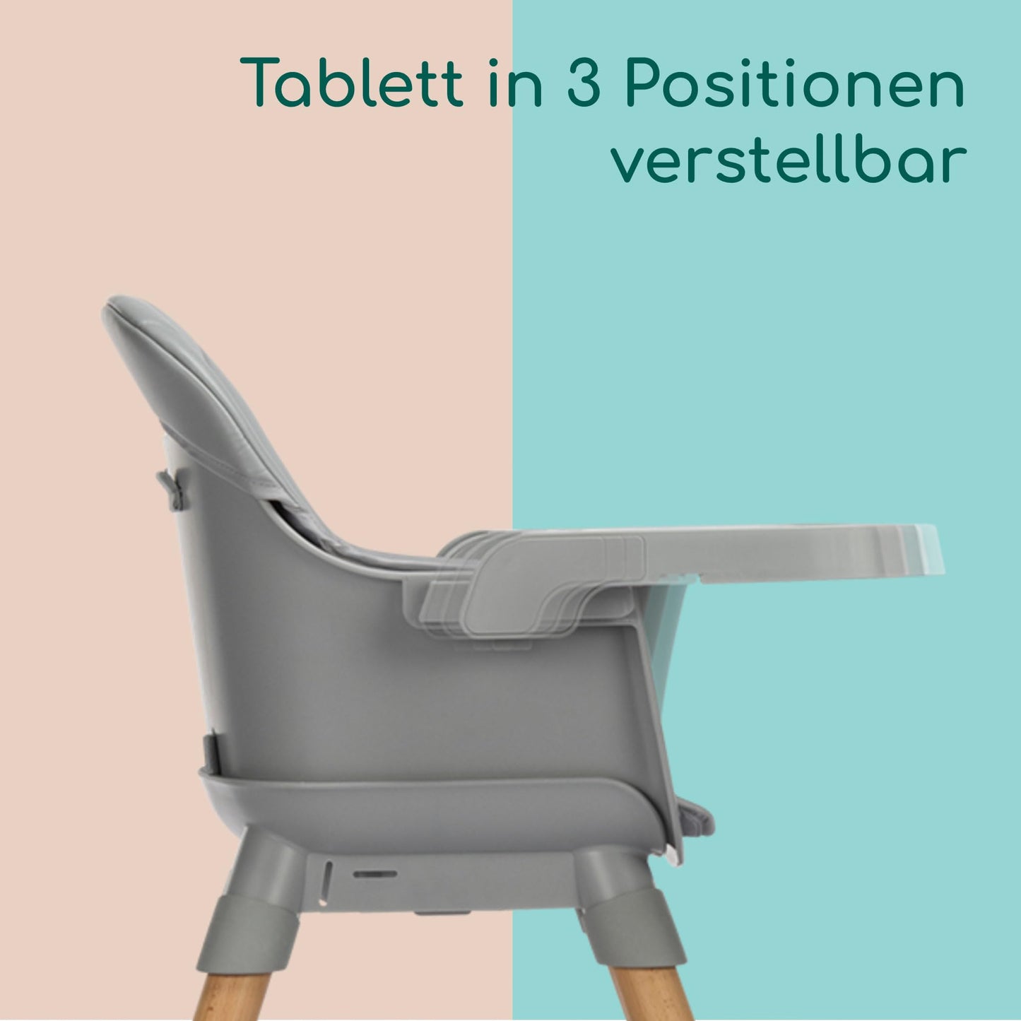 Bebeconfort Avista 2, 4-in-1 Hochstuhl mitwachsend, Hochstuhl Baby, Sitzerhöhung Essstuhl, Kinderhochstuhl, 6 Monate bis 14 Jahre (9–60 kg), gepolsterte Kissen, Verstellbares Tablett, Tinted Grey