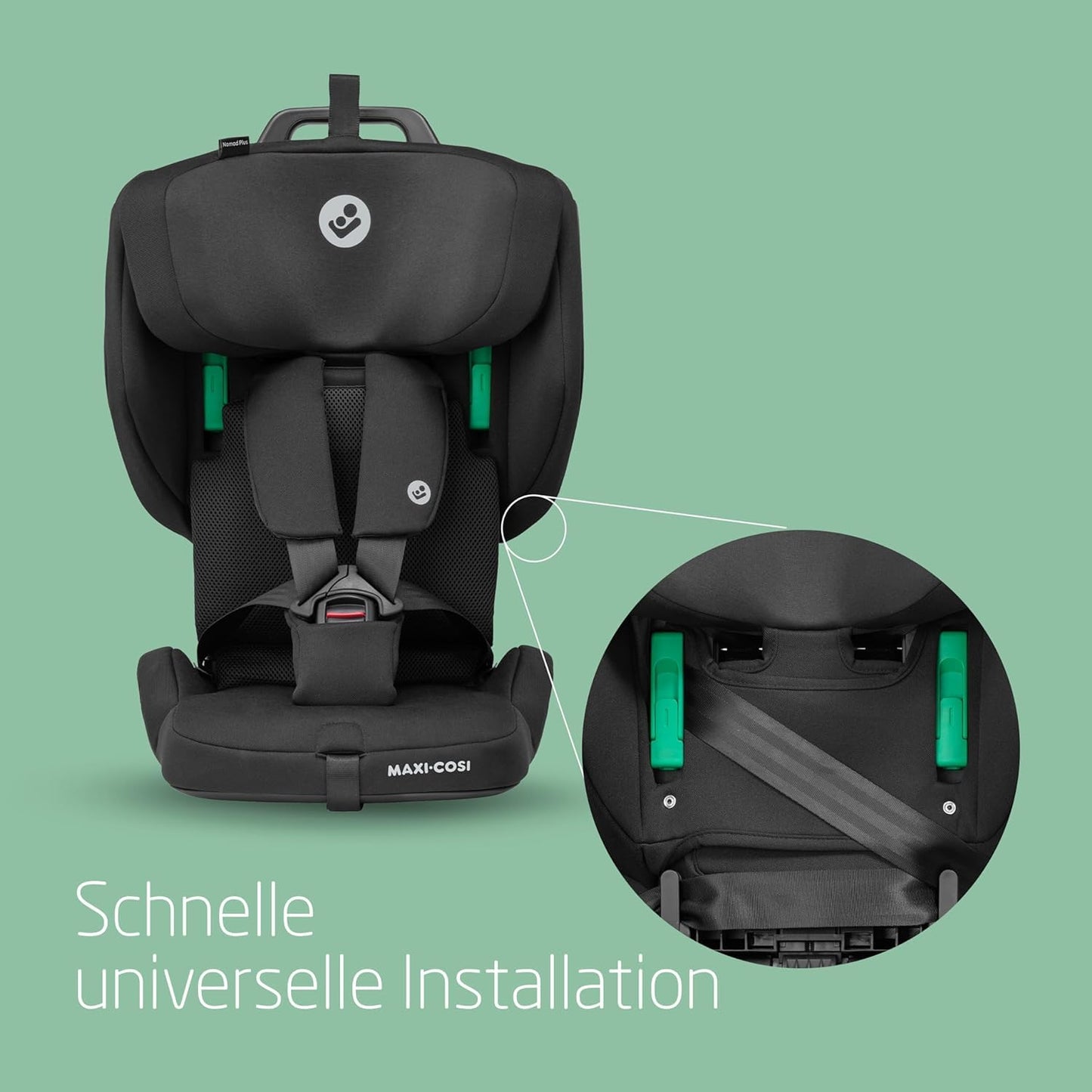 Maxi-Cosi Nomad Plus, Klappbarer Kindersitz, 0-15 Monate, 76 - 105 cm, tragbarer Reiseautositz, superkompakt & leicht, Seitenaufprallschutz, passt in jedes Auto, Reisetasche, Authentic Black