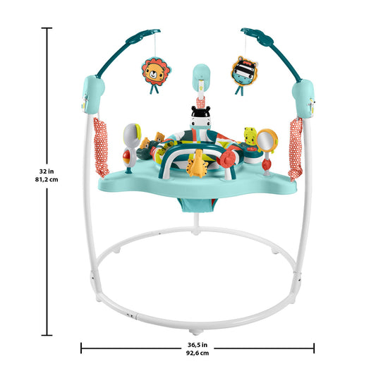 Fisher-Price Wippe kunterbunter Jumperoo Spielcenter mit Musik, Lichtern, Geräuschen und Lernspielzeug, HNX59