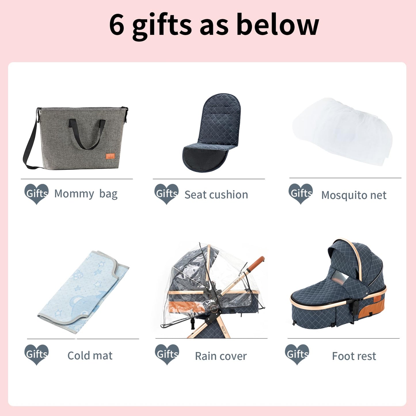 MoLi Kinderwagen 3 in 1, Kinderwagen mit Umkehrbarem Doppelschiebemodus, Buggy mit Großer Bequemer Babywanne, Kombikinderwagen 3 in 1 Rahmen Aluminiumlegierung Faltbar Hohe Landschaft (Creamy White)