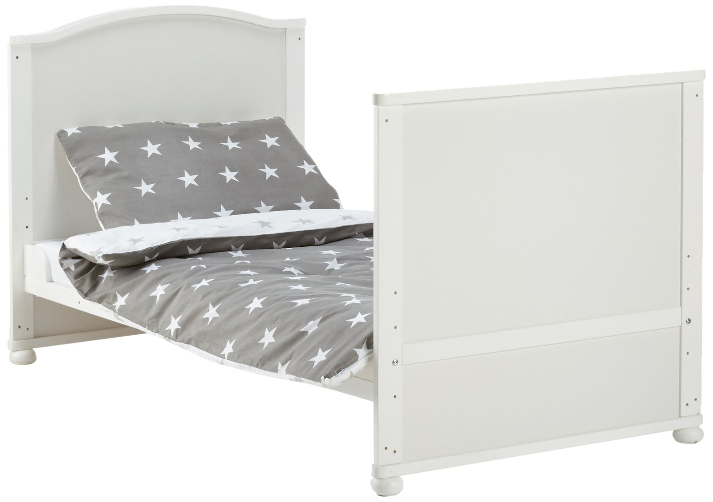 roba Babybett Set Little Stars - 70 x 140 cm - Kinderbett mitwachsend / umbaubar + komplette Textilien im Sterne Design - Höhenverstellbar - Holz weiß