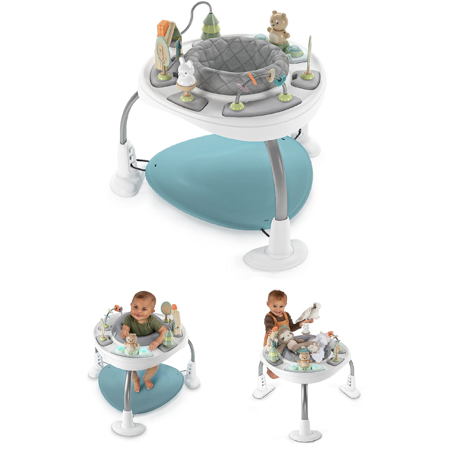 Ingenuity, Spring & Sprout, Aktivitätscenter 2-in-1, First Forest, Spielcentrum und Spieltisch mit Sprungkissen, Lichtern, Geräuschen und 11 interaktiven Aktivitäten, ab 6 monate