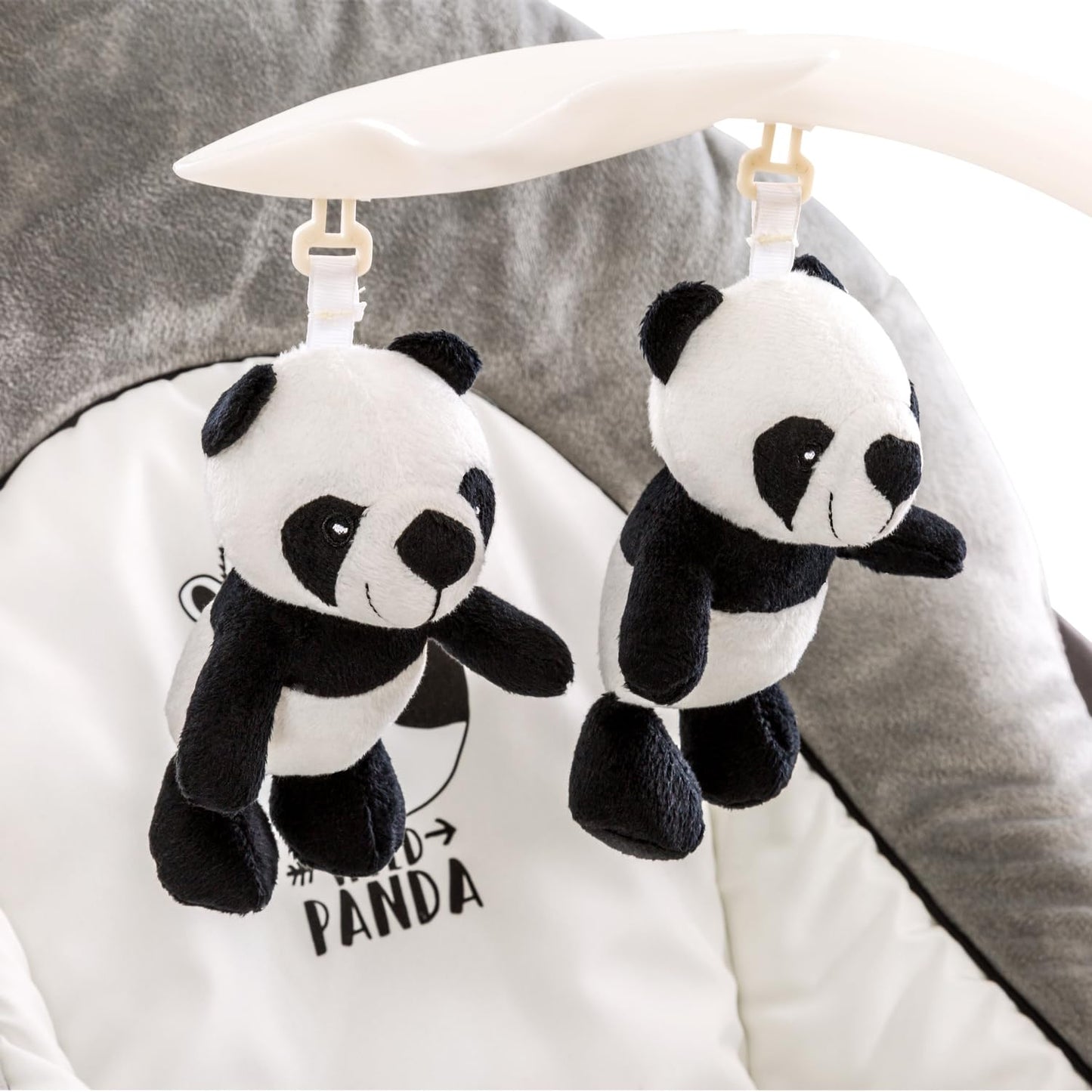hauck Hochstuhl mit Babyliege Sit N Relax 2in1 ab Geburt bis 15 kg, Höhenverstellbarem Gestell mit Rollen, XL Korb, Essbrett, Klappbar, Verstellbar, Spielebogen (Wild Panda)