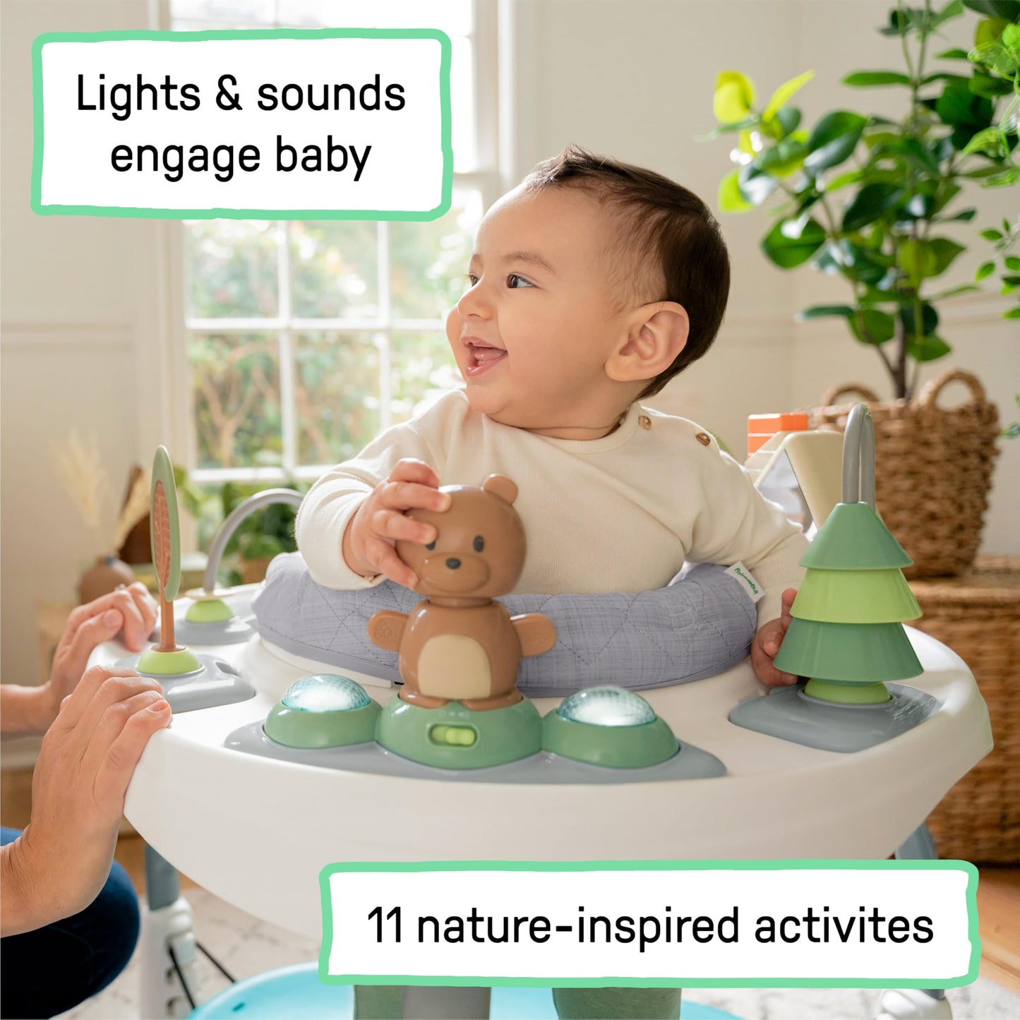 Ingenuity, Spring & Sprout, Aktivitätscenter 2-in-1, First Forest, Spielcentrum und Spieltisch mit Sprungkissen, Lichtern, Geräuschen und 11 interaktiven Aktivitäten, ab 6 monate