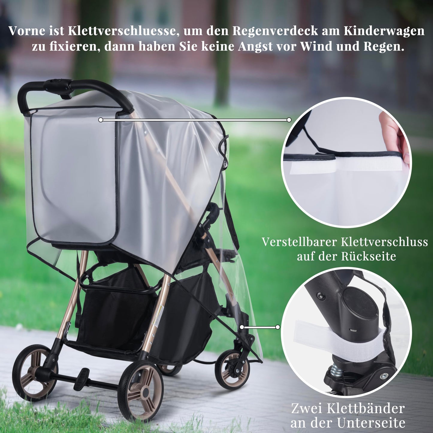 bemece Regenschutz für Kinderwagen, Regenverdeck für buggy, Bequemes Zugangsfenster, Gute Luftzirkulation, Schadstofffrei
