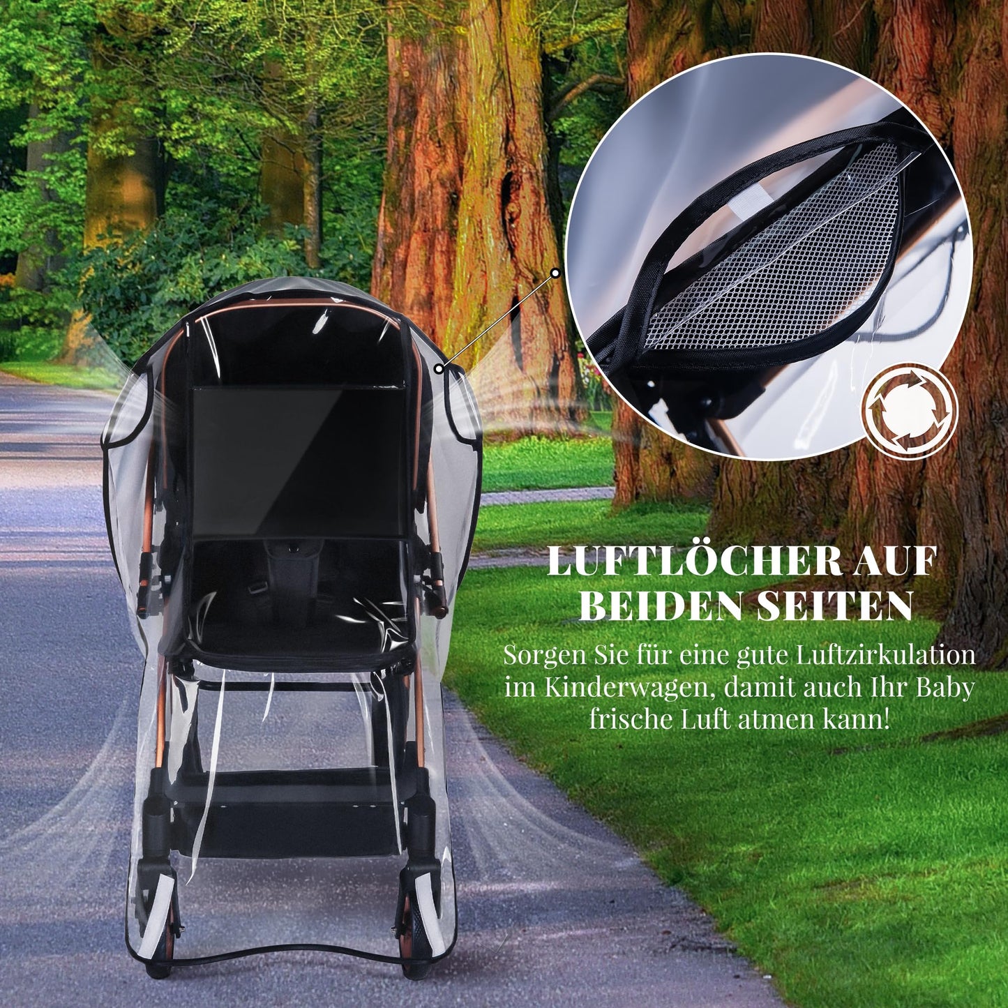 bemece Regenschutz für Kinderwagen, Regenverdeck für buggy, Bequemes Zugangsfenster, Gute Luftzirkulation, Schadstofffrei