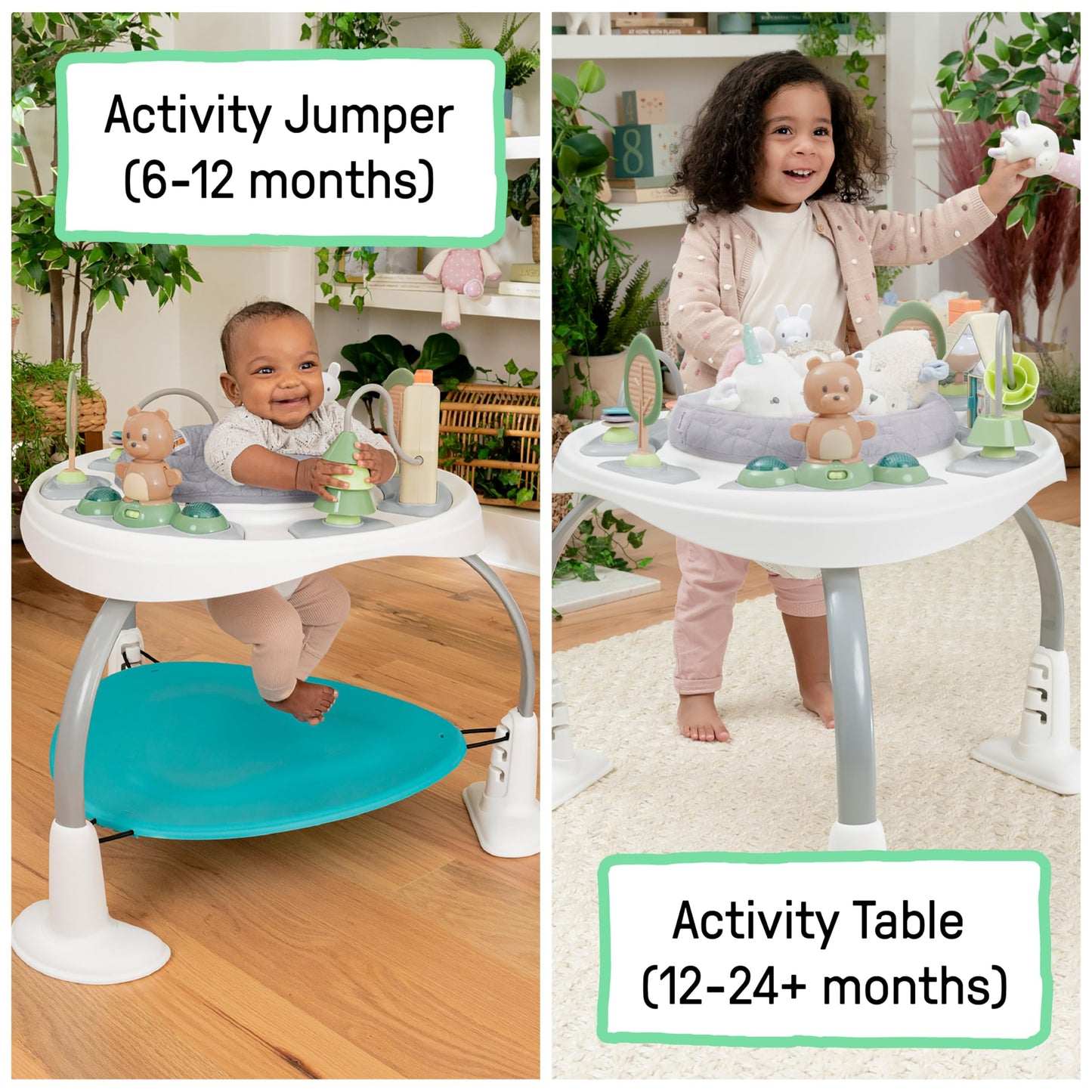Ingenuity, Spring & Sprout, Aktivitätscenter 2-in-1, First Forest, Spielcentrum und Spieltisch mit Sprungkissen, Lichtern, Geräuschen und 11 interaktiven Aktivitäten, ab 6 monate