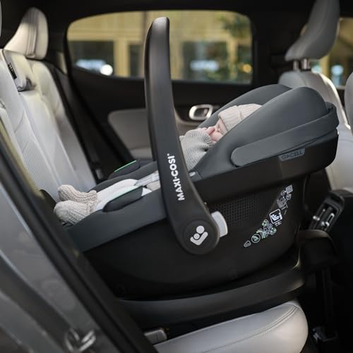 Maxi-Cosi Pebble i-Size, Babyschale, 0–15 Monate, 0–13 kg, 40–83 cm, leichter i-Size Kindersitz, Click&Go-Installation, G-CELL Seitenaufprallschutz, Sitzverkleinerer, Tonal Black