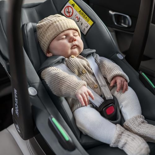 Maxi-Cosi Pebble i-Size, Babyschale, 0–15 Monate, 0–13 kg, 40–83 cm, leichter i-Size Kindersitz, Click&Go-Installation, G-CELL Seitenaufprallschutz, Sitzverkleinerer, Tonal Black