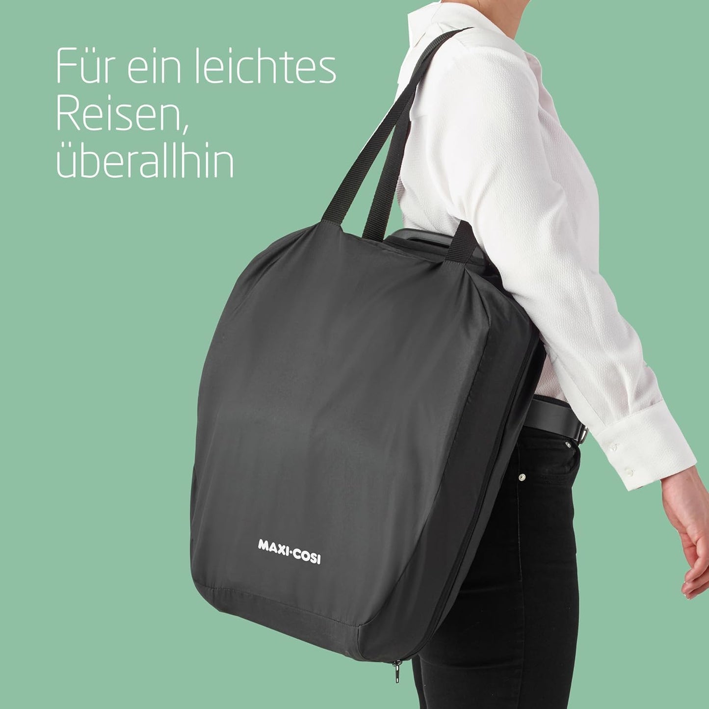 Maxi-Cosi Nomad Plus, Klappbarer Kindersitz, 0-15 Monate, 76 - 105 cm, tragbarer Reiseautositz, superkompakt & leicht, Seitenaufprallschutz, passt in jedes Auto, Reisetasche, Authentic Black