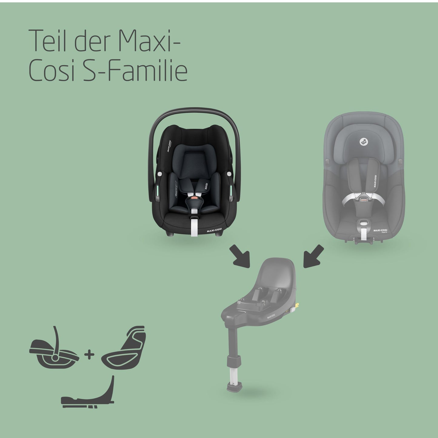 Maxi-Cosi Pebble i-Size, Babyschale, 0–15 Monate, 0–13 kg, 40–83 cm, leichter i-Size Kindersitz, Click&Go-Installation, G-CELL Seitenaufprallschutz, Sitzverkleinerer, Tonal Black