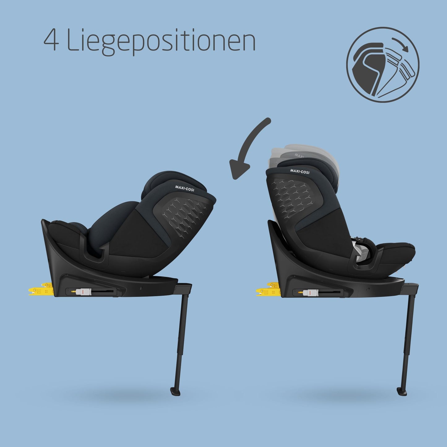 Maxi-Cosi Emerald 360 S i-Size, Autositz 360 Grad drehbar, 0–12 Jahre (40–150 cm), Auto Kindersitz, Baby Autositz, FlexiSpin-Drehung, 4 Liegepositionen, G-CELL Seitenaufprallschutz, Tonal Black