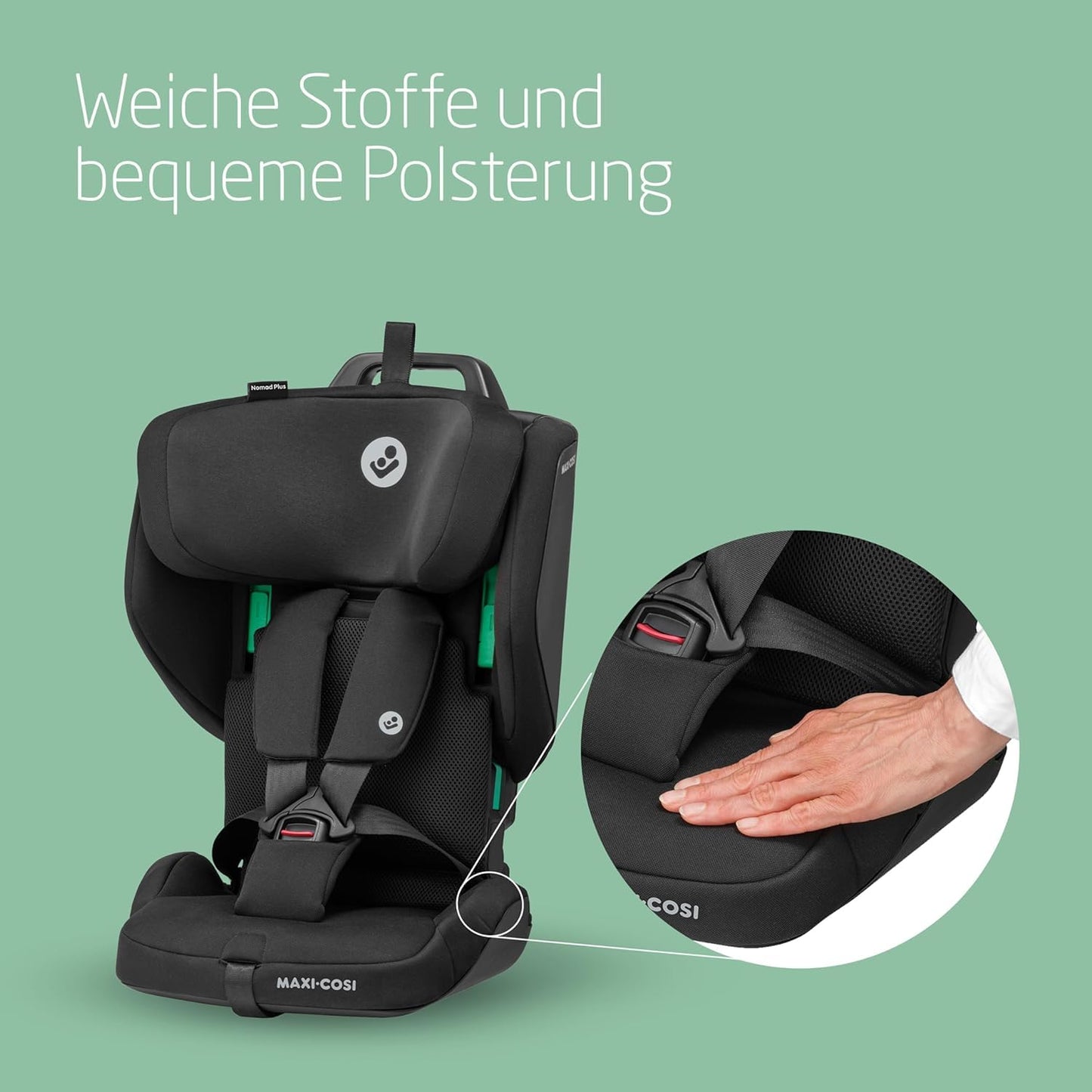 Maxi-Cosi Nomad Plus, Klappbarer Kindersitz, 0-15 Monate, 76 - 105 cm, tragbarer Reiseautositz, superkompakt & leicht, Seitenaufprallschutz, passt in jedes Auto, Reisetasche, Authentic Black