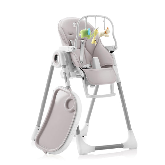 Sweety Fox Hochstuhl Baby mit Liegefunktion - Verstehllbar und Klappbar, Kinderstuhl mit Sicherheitsgurt - Mitwachsender Kinderhochstuhl 6 Monaten bis 3 Jahren, max. 15 kg - Grau