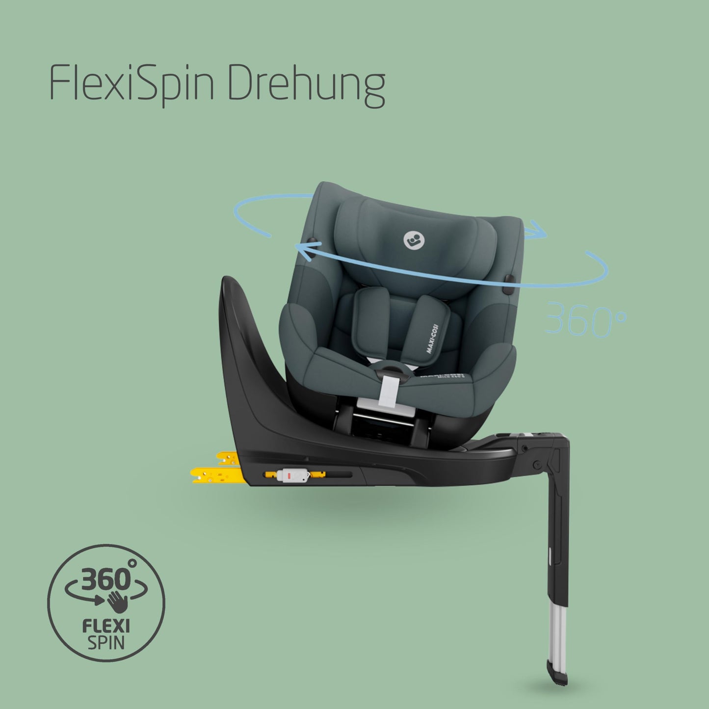 Maxi-Cosi Mica 360 S, Autositz 360 Grad drehbar, 3 Monate– 4 Jahre (61–105 cm), i-Size Baby Autositz, FlexiSpin Drehung, 5 Liegepositionen, G-CELL Schutz, Easy-in Gurthaken, Tonal Graphite