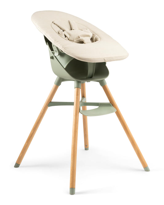 Ziza Newborn Neugeborenenaufsatz als Bundle mit Hochstuhl Olive/Beige - zur Nutzung ab Geburt, 5-Punkt-Gurt für optimalen Halt, Aus Polyester
