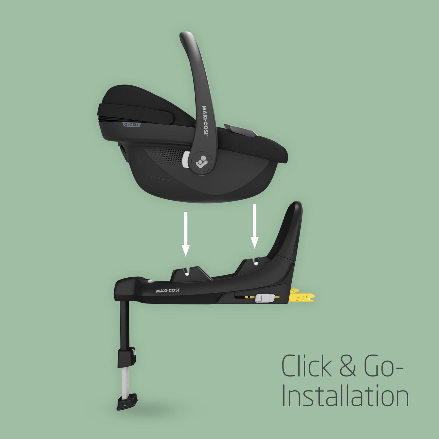Maxi-Cosi Pebble i-Size, Babyschale, 0–15 Monate, 0–13 kg, 40–83 cm, leichter i-Size Kindersitz, Click&Go-Installation, G-CELL Seitenaufprallschutz, Sitzverkleinerer, Tonal Black
