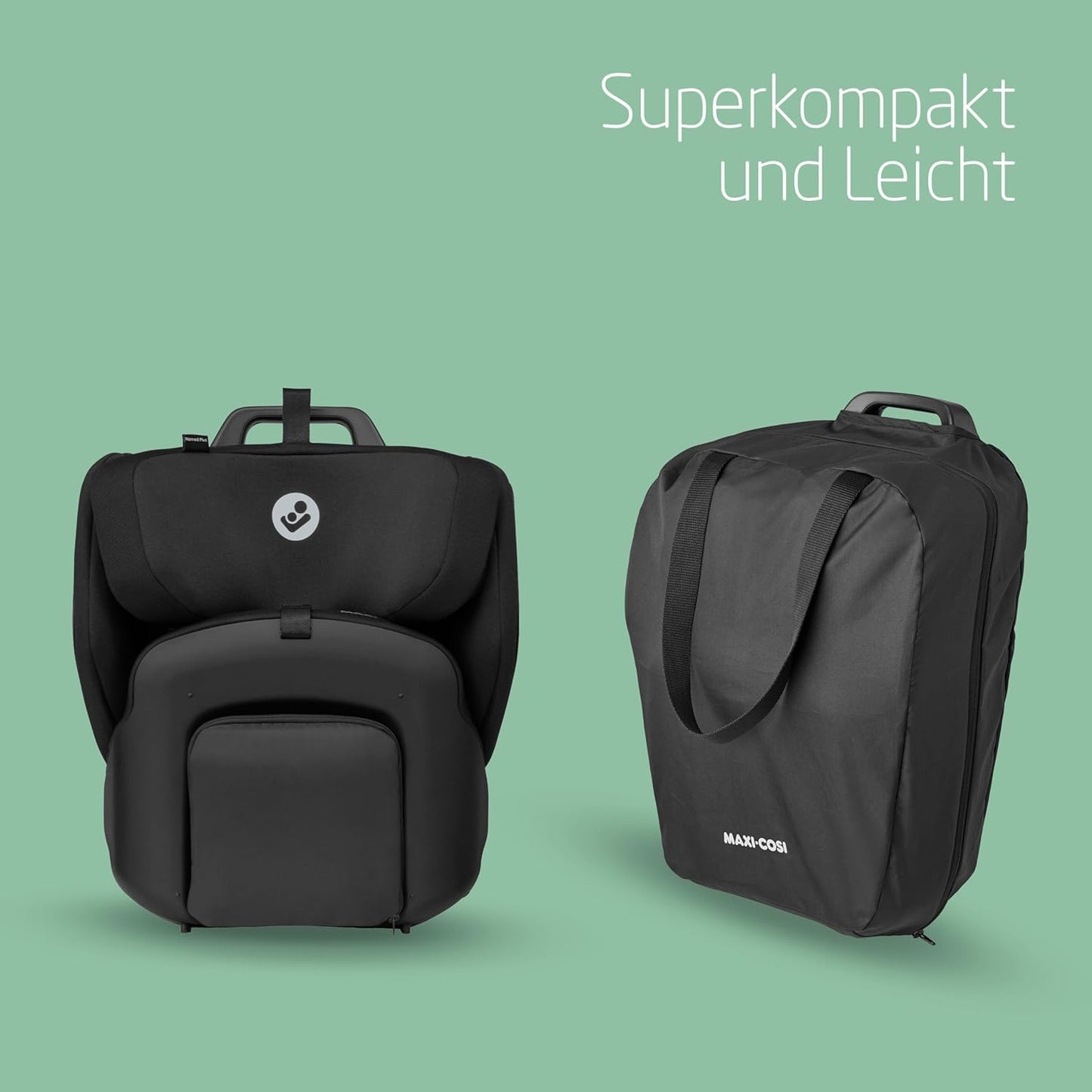 Maxi-Cosi Nomad Plus, Klappbarer Kindersitz, 0-15 Monate, 76 - 105 cm, tragbarer Reiseautositz, superkompakt & leicht, Seitenaufprallschutz, passt in jedes Auto, Reisetasche, Authentic Black