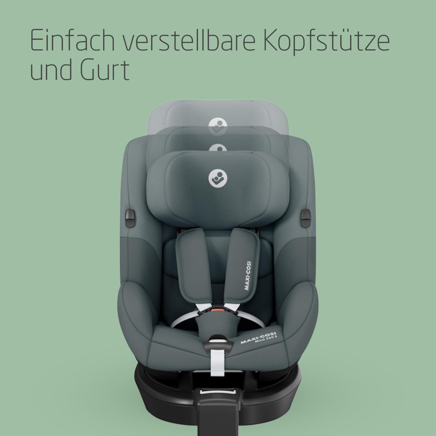 Maxi-Cosi Mica 360 S, Autositz 360 Grad drehbar, 3 Monate– 4 Jahre (61–105 cm), i-Size Baby Autositz, FlexiSpin Drehung, 5 Liegepositionen, G-CELL Schutz, Easy-in Gurthaken, Tonal Graphite