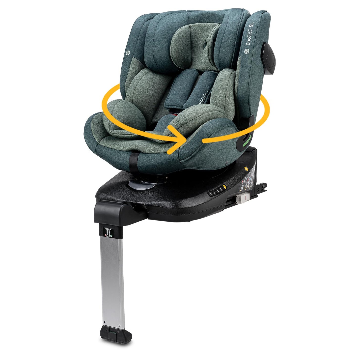 Osann Eno360 SL – 360° drehbarer Kindersitz für höchste Sicherheit: Reboard bis 4 Jahre, mitwachsend (40-150 cm), Isofix mit Standfuß, extra Schutz & Komfort – Universe Green