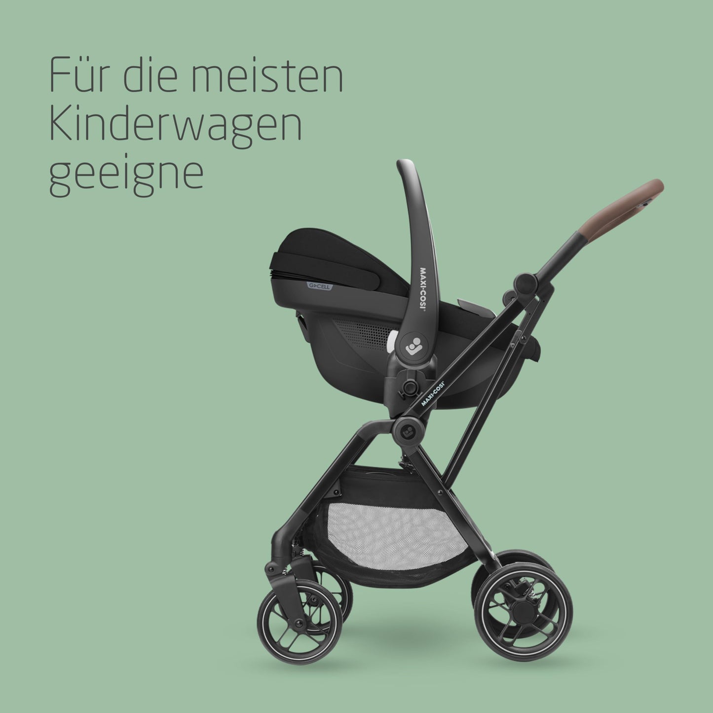 Maxi-Cosi Pebble i-Size, Babyschale, 0–15 Monate, 0–13 kg, 40–83 cm, leichter i-Size Kindersitz, Click&Go-Installation, G-CELL Seitenaufprallschutz, Sitzverkleinerer, Tonal Black