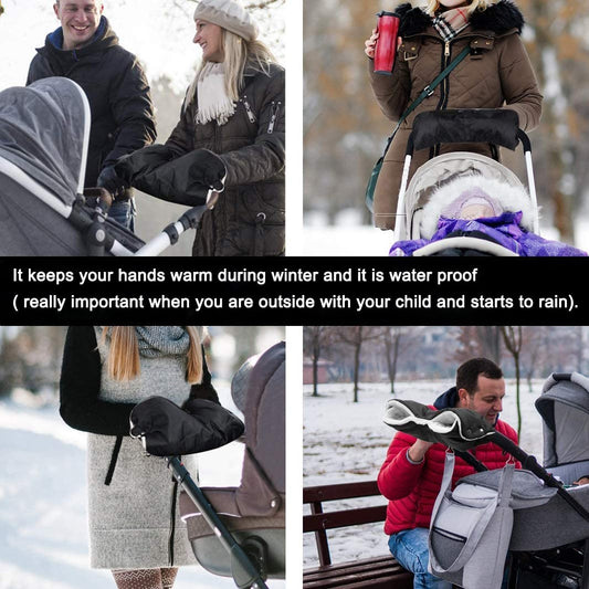 DIAOPROTECT Handwärmer Kinderwagen, Winddichte Kinderwagen Handwärmer mit Fleece-Design, Universal Atmungsaktive Handschuhe Kinderwagen, Wasserdichter Handmuff für Kinderwagen, Buggys, Fahrradanhänger