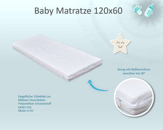 Baby Delux Babybett Komplett Set Hausbett 60x120 cm weiß Rausfallschutz Kinderbett Matratze Bettwäsche Deko Set (Musselin Himmel, Rosa Musselin Waffelpique)