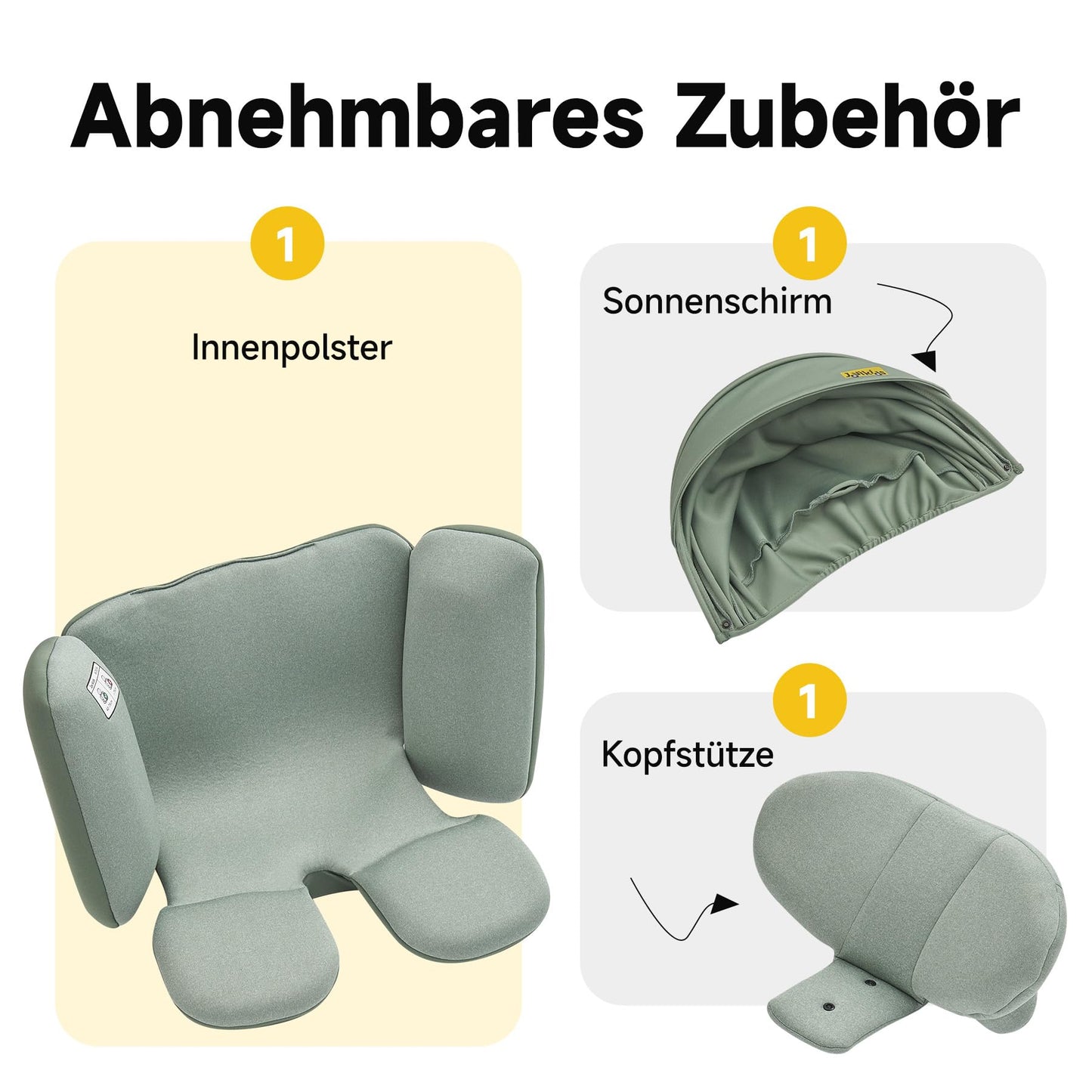 Jovikids 360° Drehbar Kindersitz mit ISOFIX, i-Size 40-150cm(ab Geburt -12 Jahre) Baby Autositz Reboarder mit Liegefunktion & Abnehmbar Vordach, ECE R129