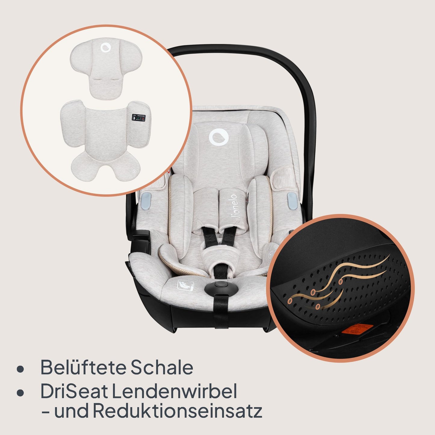 Lionelo MOXIE i-Size Kindersitz 40-87 cm, Babyschale Gruppe 0+, rückwärtsgerichtet, Kopfstütze verstellbar, Seitenschutz, i-Size R129.